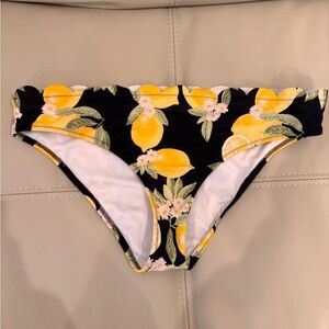 Shade & Shore Lemon Print Bikini Bottom - Black and Yellow